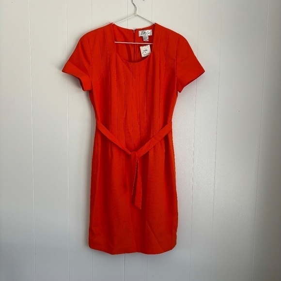 NWT Kathy Che orange fully lined dress with beautiful front pleating size 8 - Picture 12 of 12